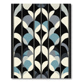 Abstract Blue Ivory Black Geometric Panels Rug