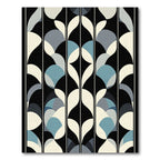 Abstract Blue Ivory Black Geometric Panels Rug