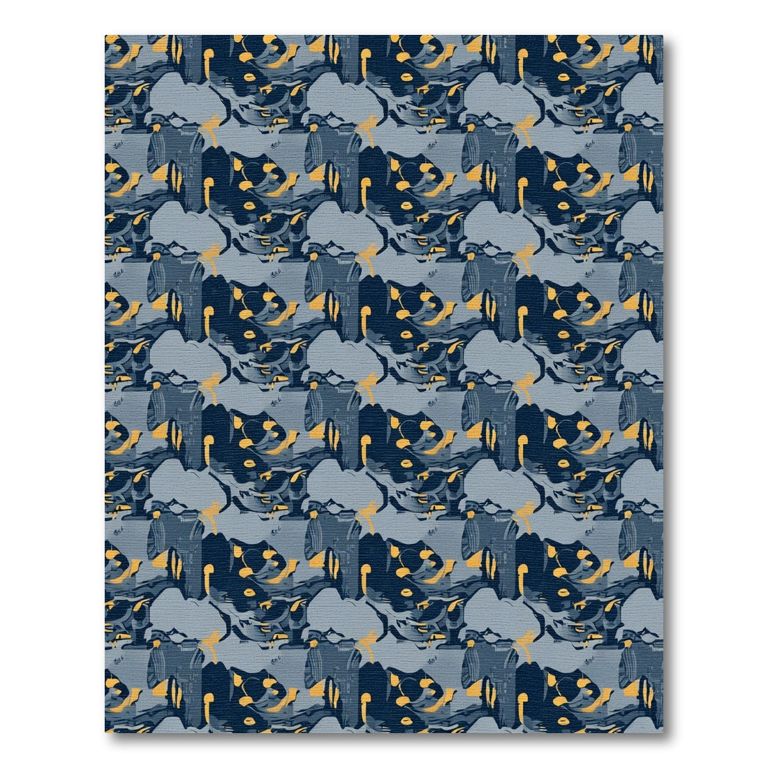 Abstract Blue Ochre Jagged Geometry Rug