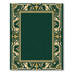 Green Gold Art Nouveau Floral Border Rug