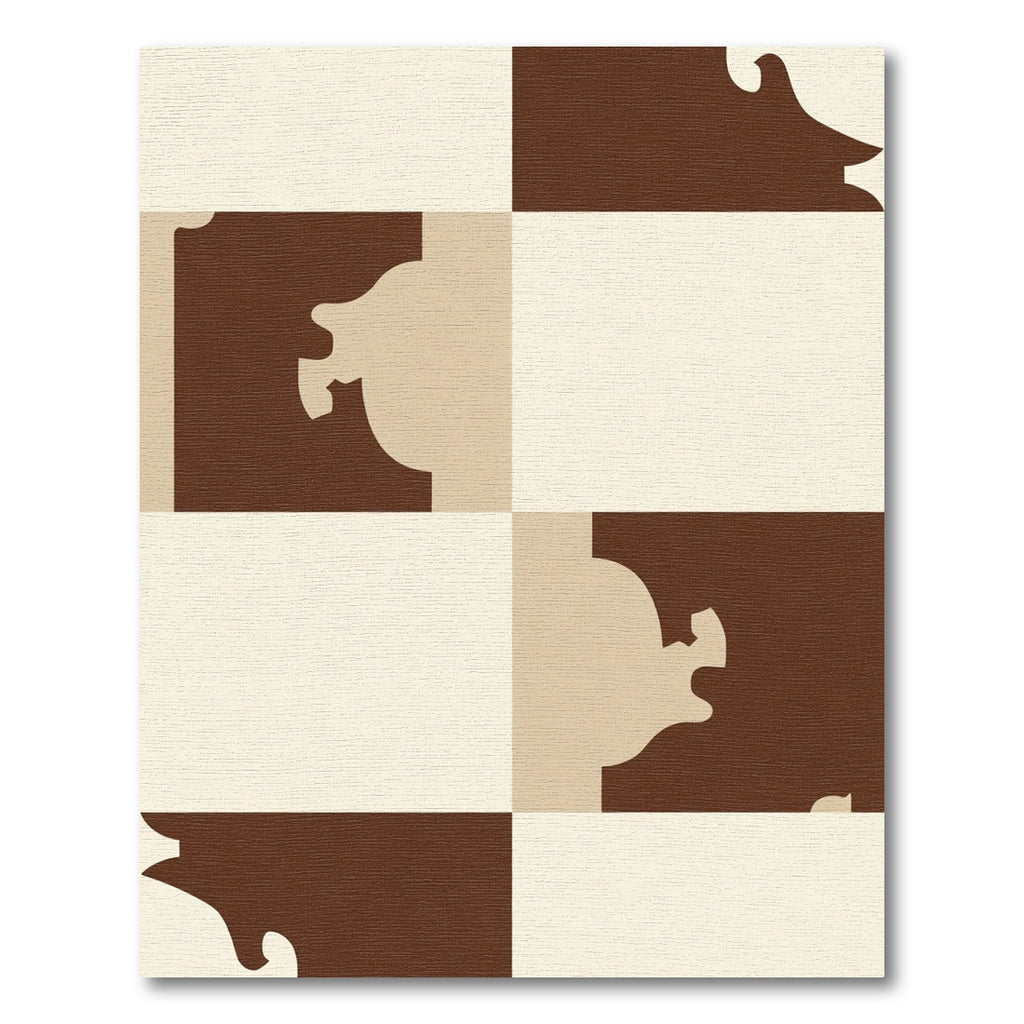 Chocolate Cream Abstract Geo Squares Rug