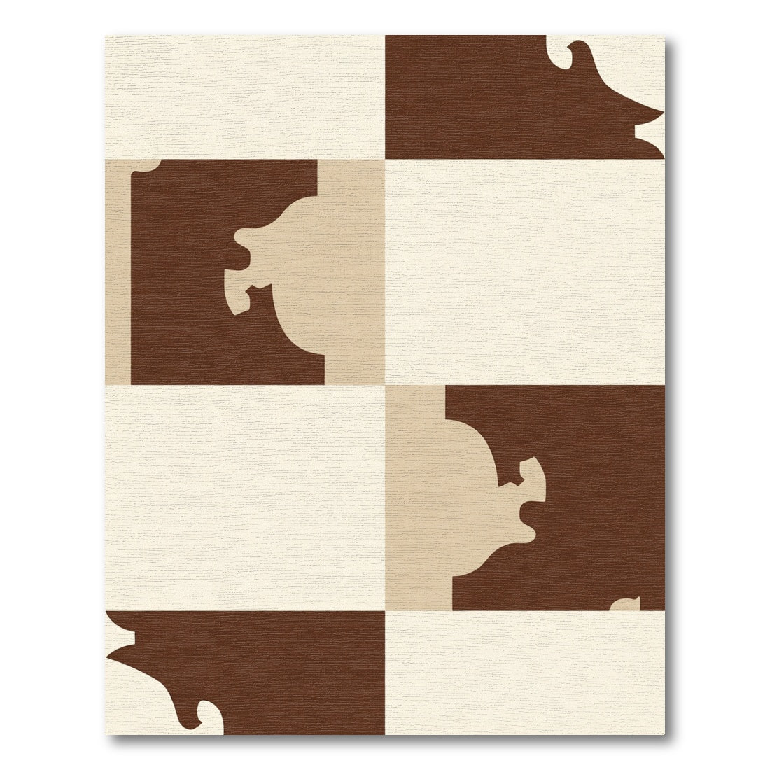 Chocolate Cream Abstract Geo Squares Rug