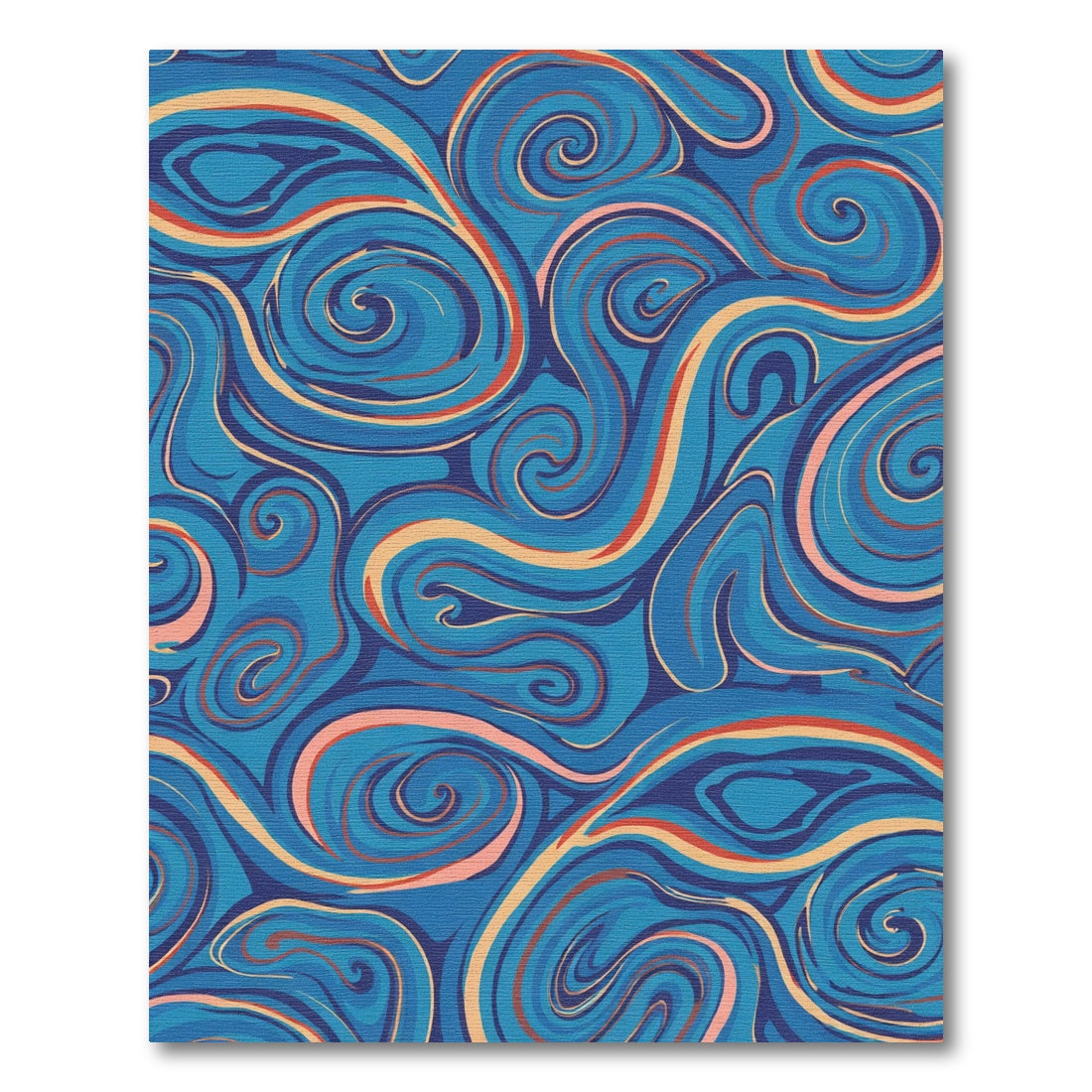 Deep Blue Swirling Wave Rug