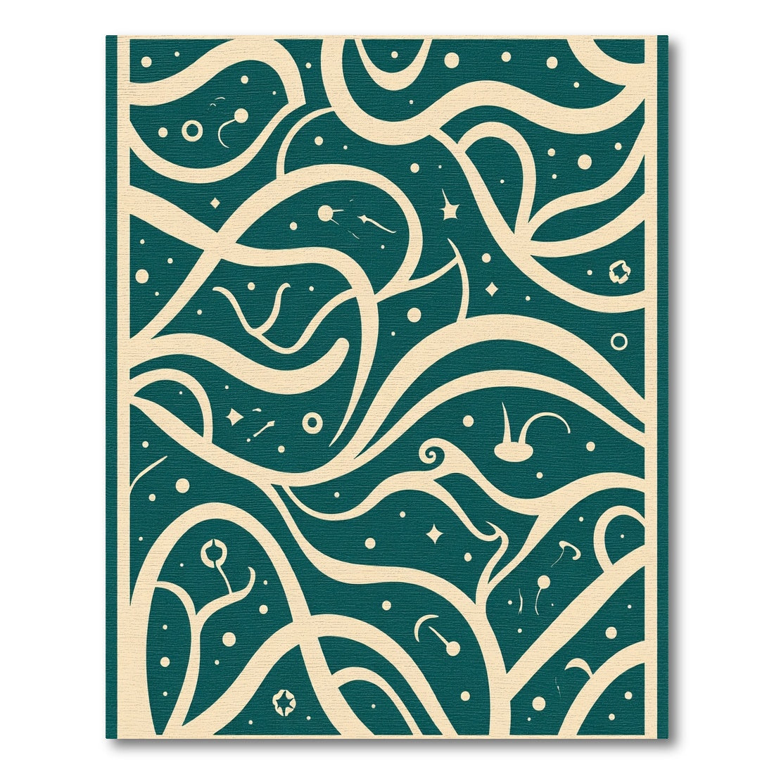 Teal Cream Organic Swirl Constellation Rug