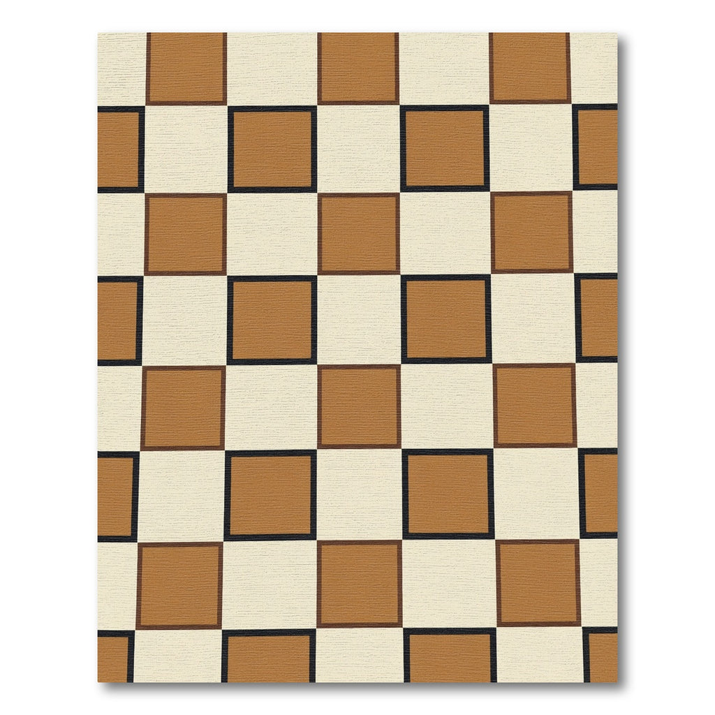 Amber Cream Geometric Checkerboard Rug