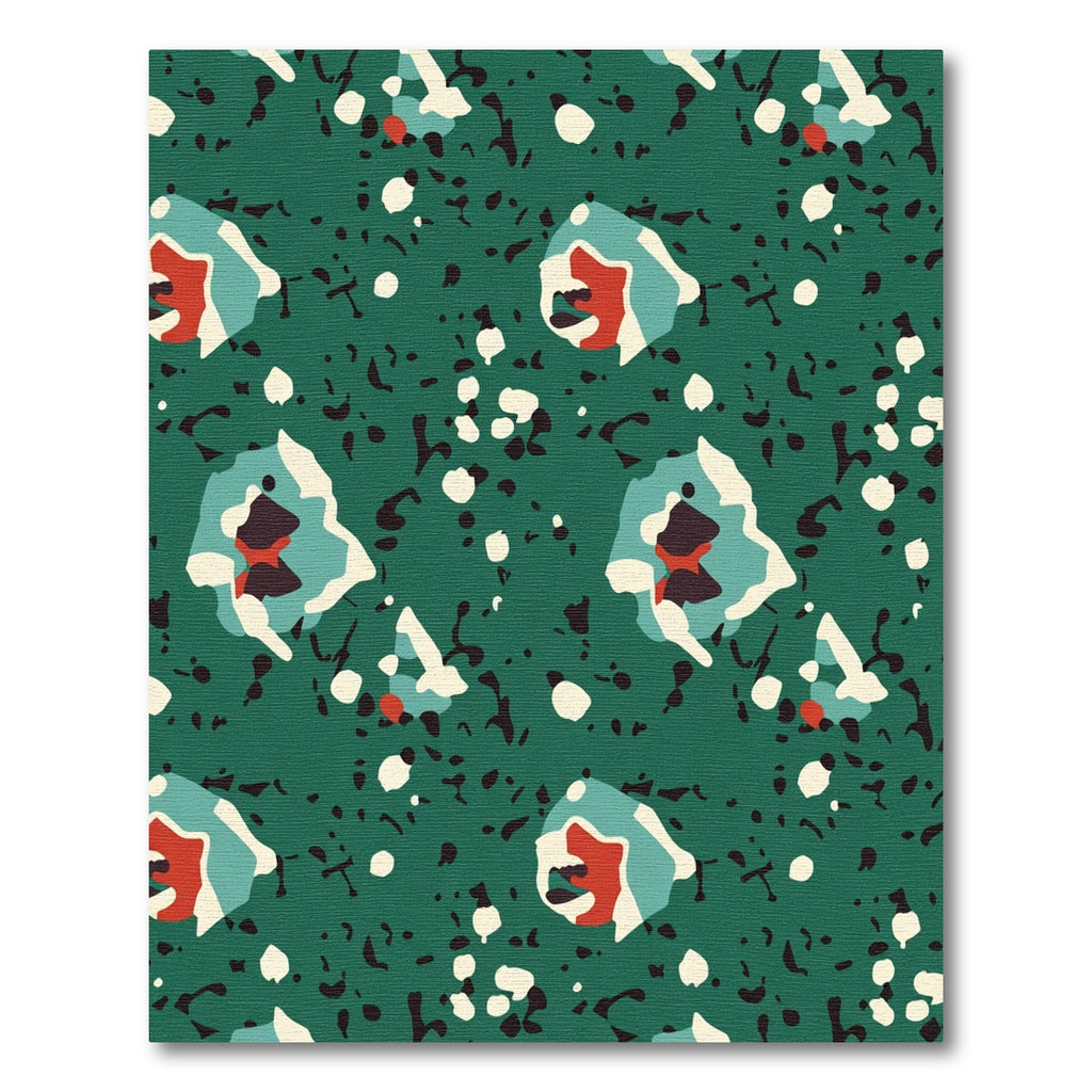 Teal Abstract Organic Bloom Rug