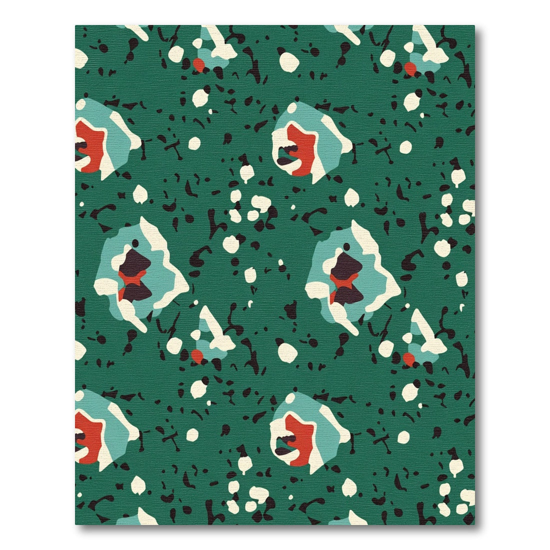 Teal Abstract Organic Bloom Rug