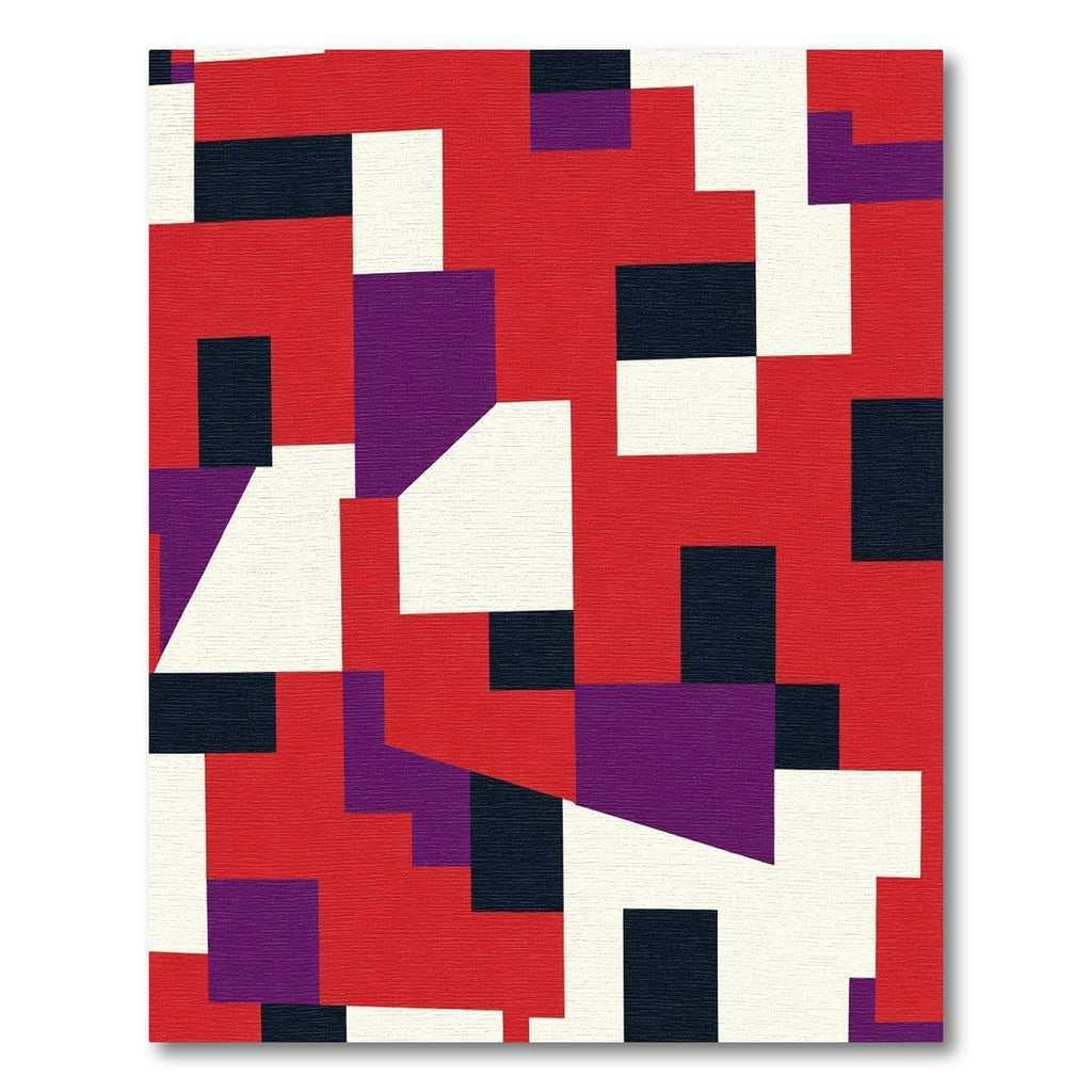 Bold Red Geometric Abstract Composition Rug