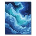 Blue Teal Swirl Night Sky Rug