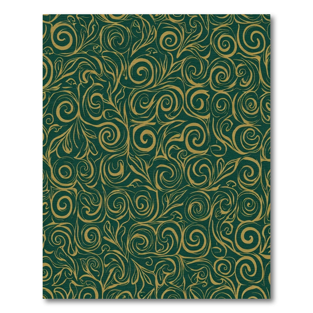 Emerald Gold Swirl Vine Scroll Rug