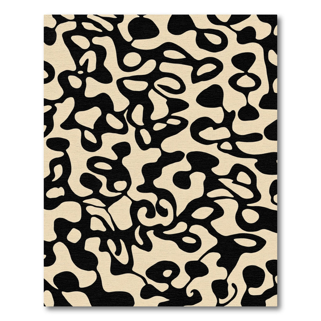 Organic Black Ivory Amorphous Shapes Rug