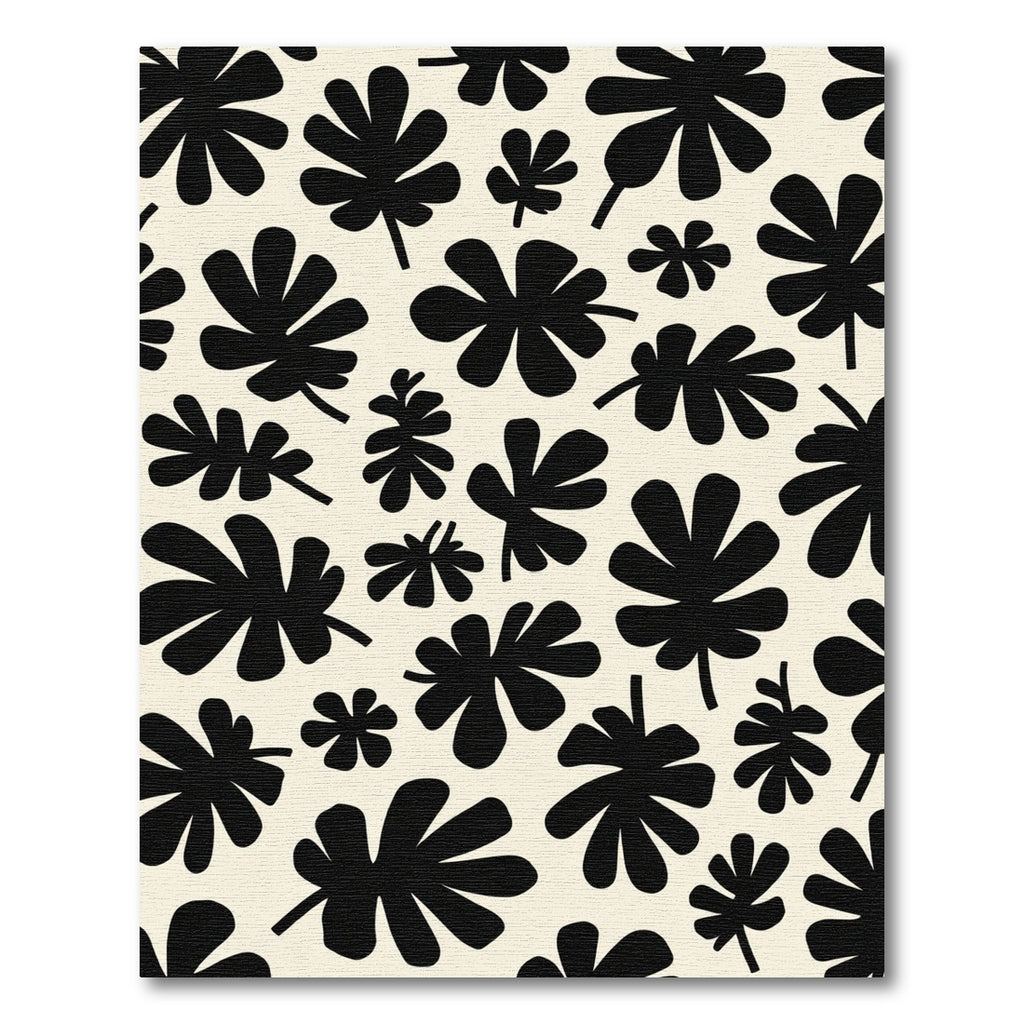 Bold Black Leafy Botanicals Rug