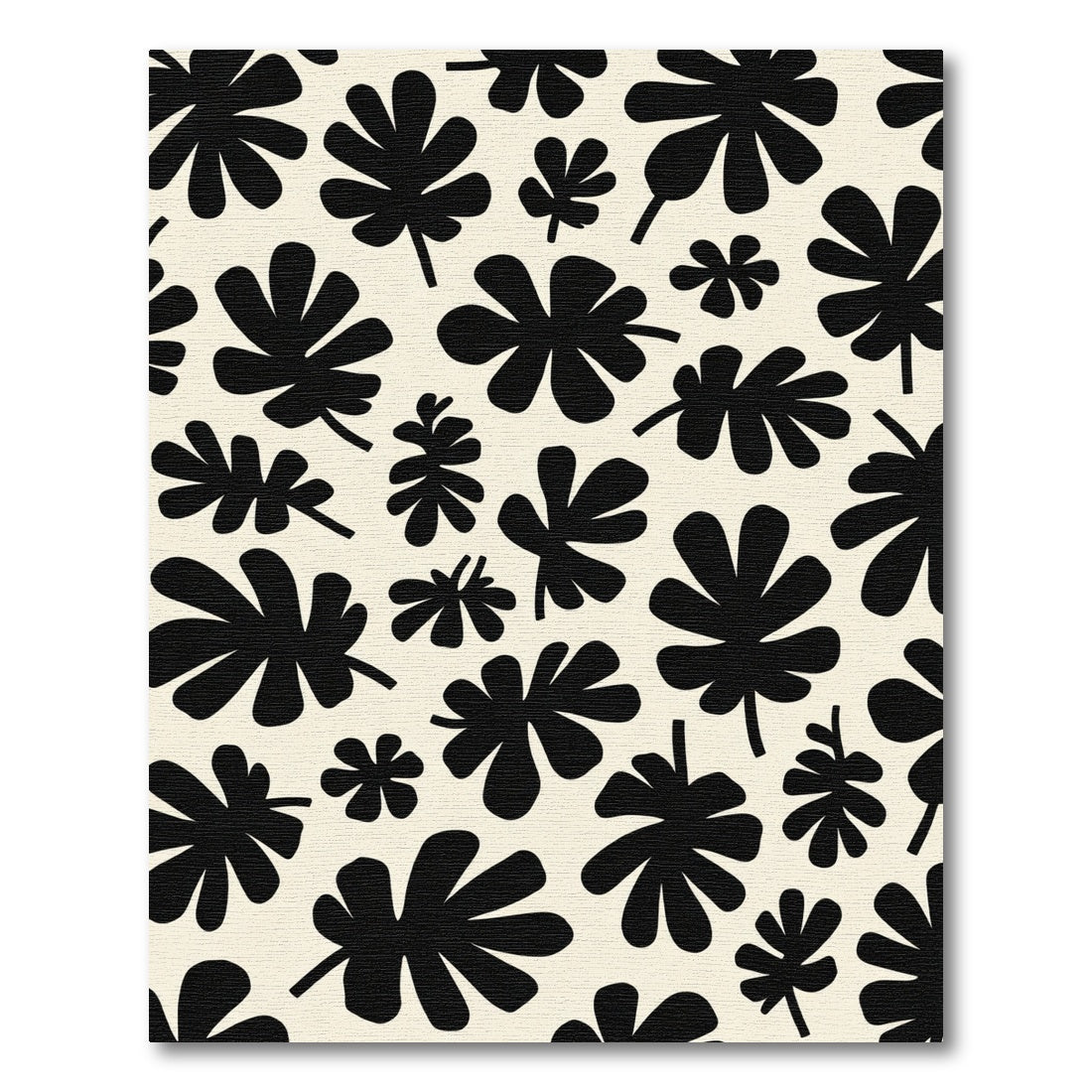 Bold Black Leafy Botanicals Rug