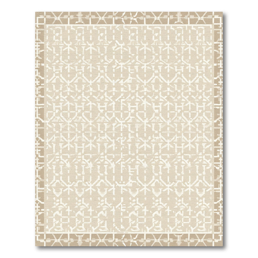 Geometric Linen Textured Lattice Rug