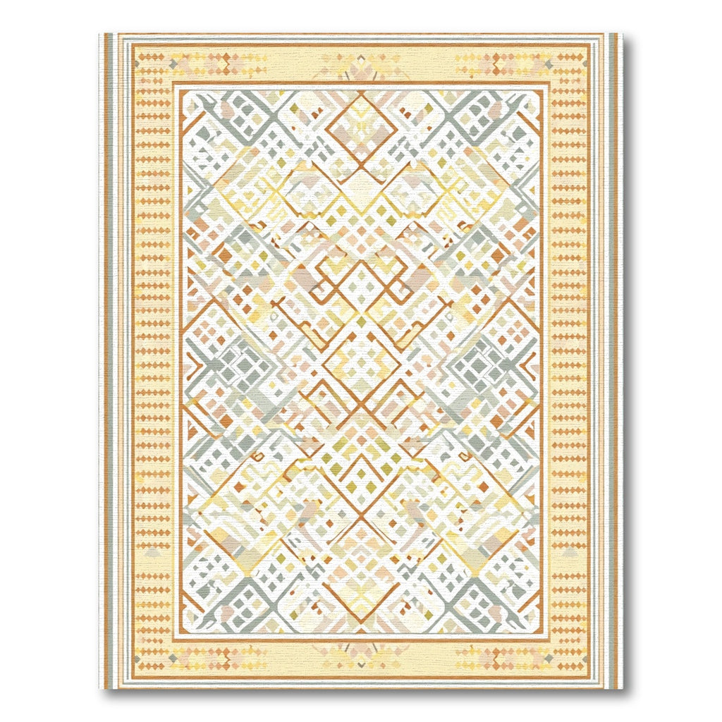 Soft Yellow Diamond Lattice Rug