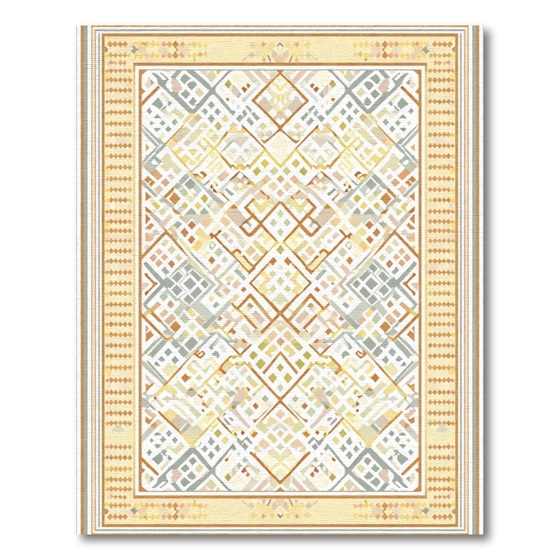Soft Yellow Diamond Lattice Rug