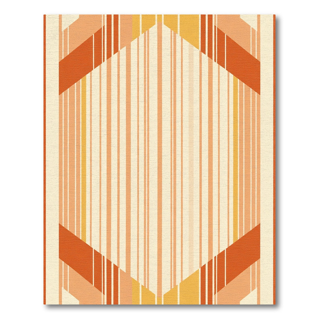 Warm Terracotta Geometric Striped Accent Rug