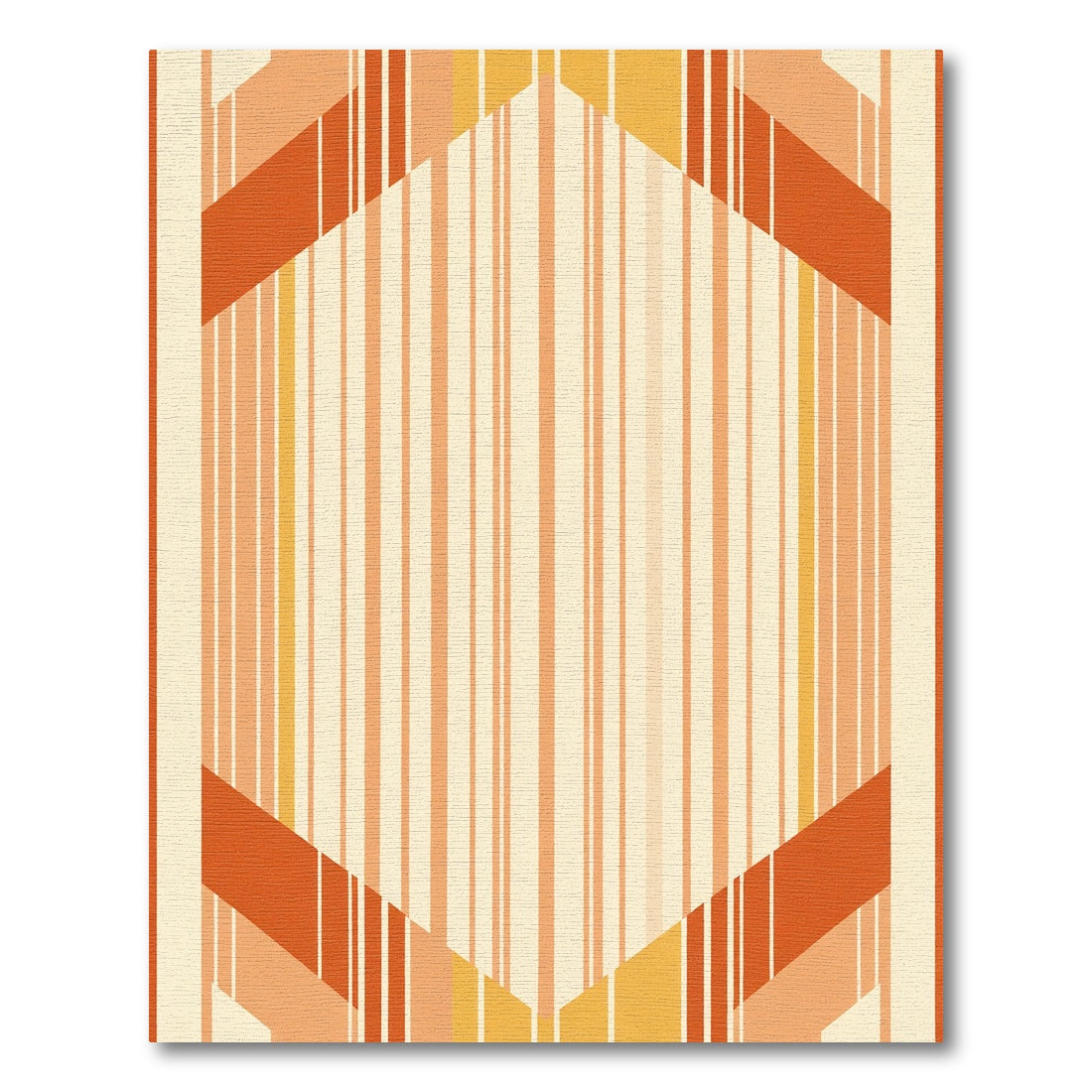Warm Terracotta Geometric Striped Accent Rug