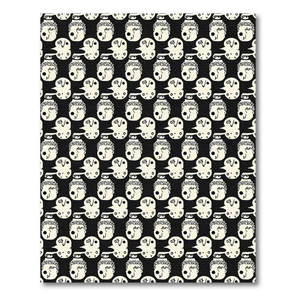 Cream Black Whimsical Character Collection Rug