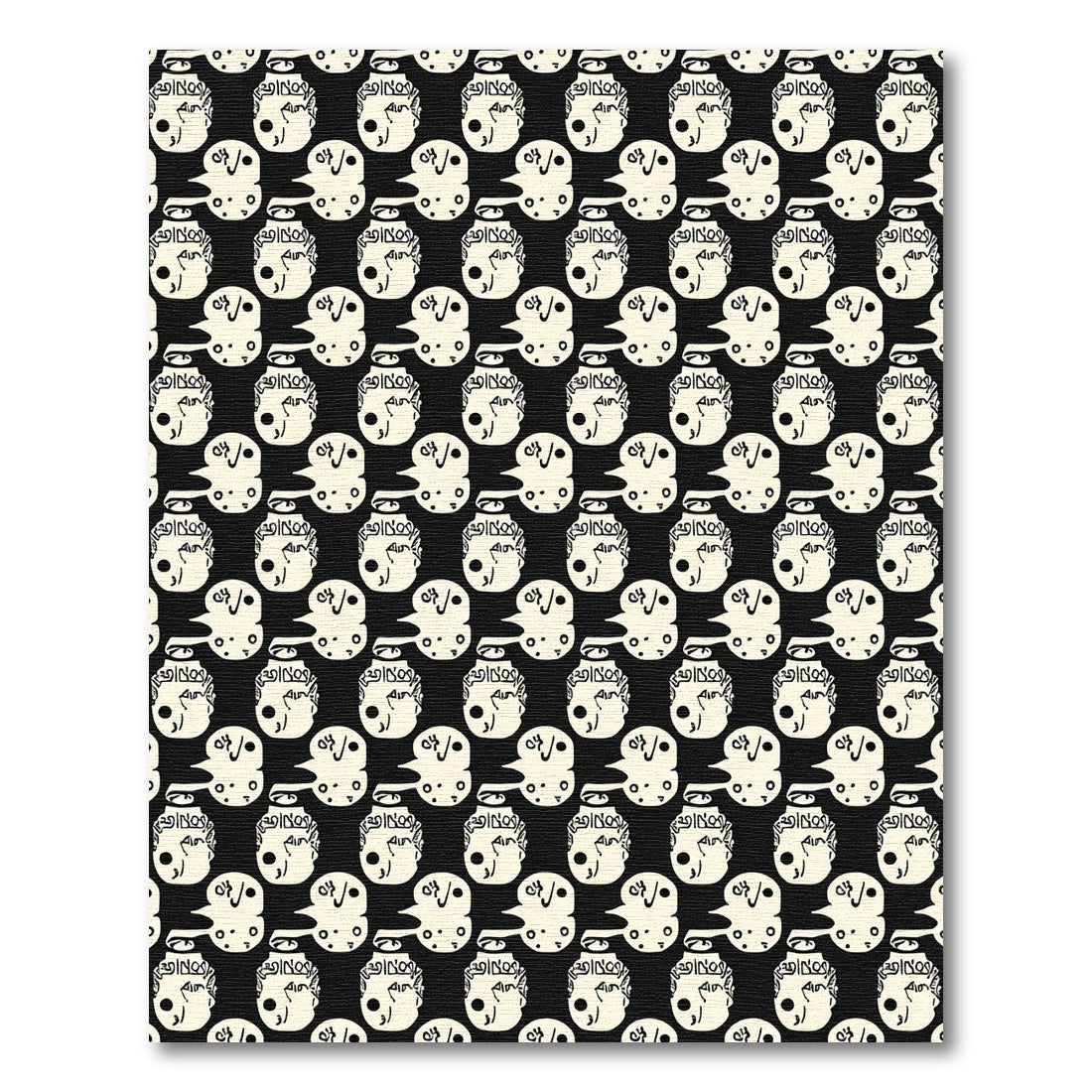 Cream Black Whimsical Character Collection Rug