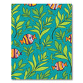 Whimsical Striped Fish Foliage Teal Rug
