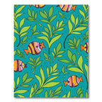 Whimsical Striped Fish Foliage Teal Rug