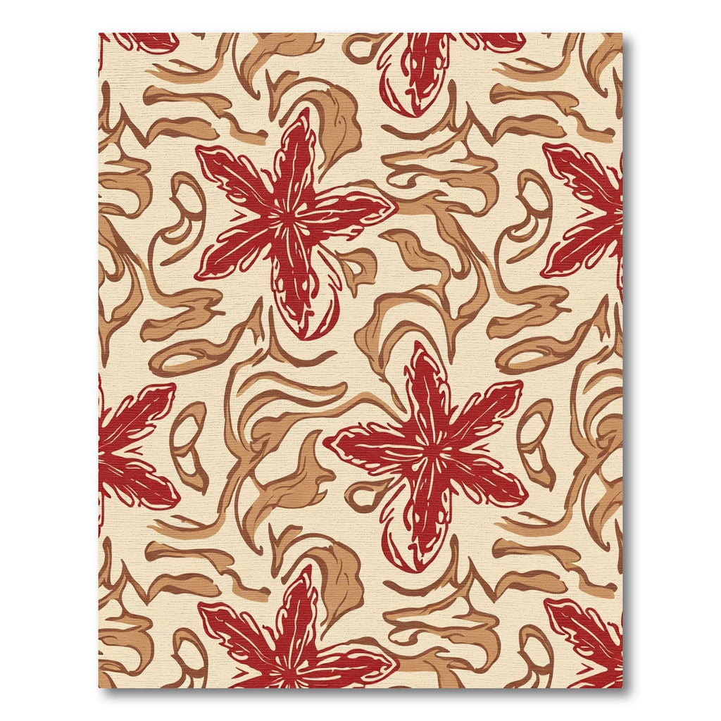 Crimson Starburst Swirls Botanical Rug