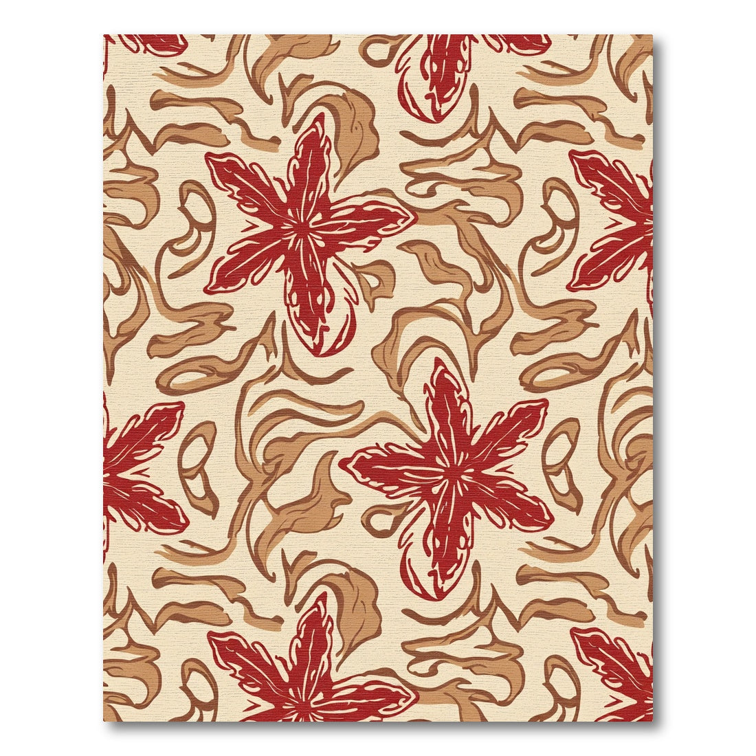 Crimson Starburst Swirls Botanical Rug