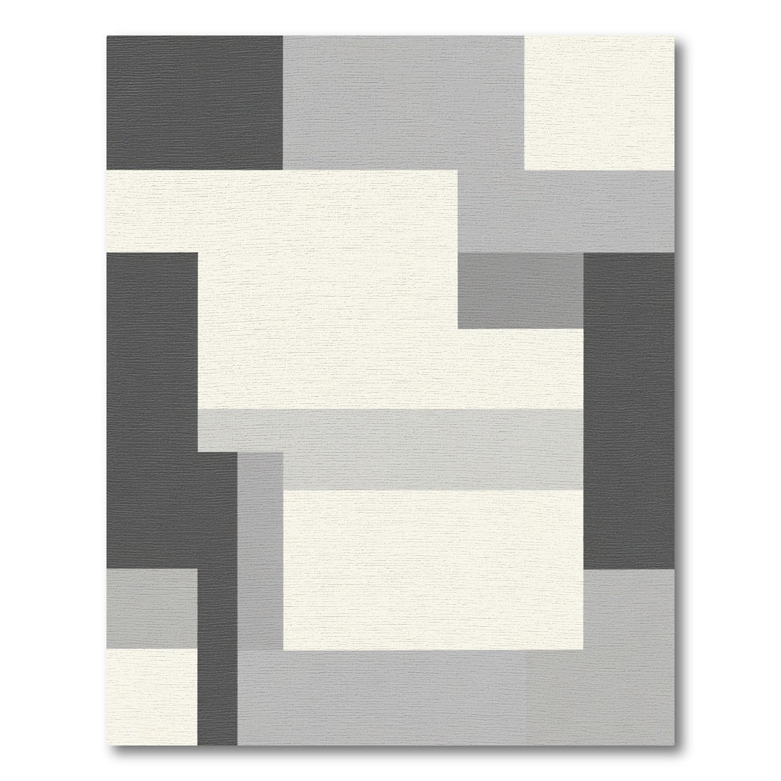 Cool Tone Geometric Block Arrangement Rug