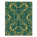 Teal Gold Baroque Scrollwork Rug