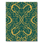 Teal Gold Baroque Scrollwork Rug