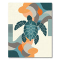 Teal Turtle Abstract Coastal Waves Rug