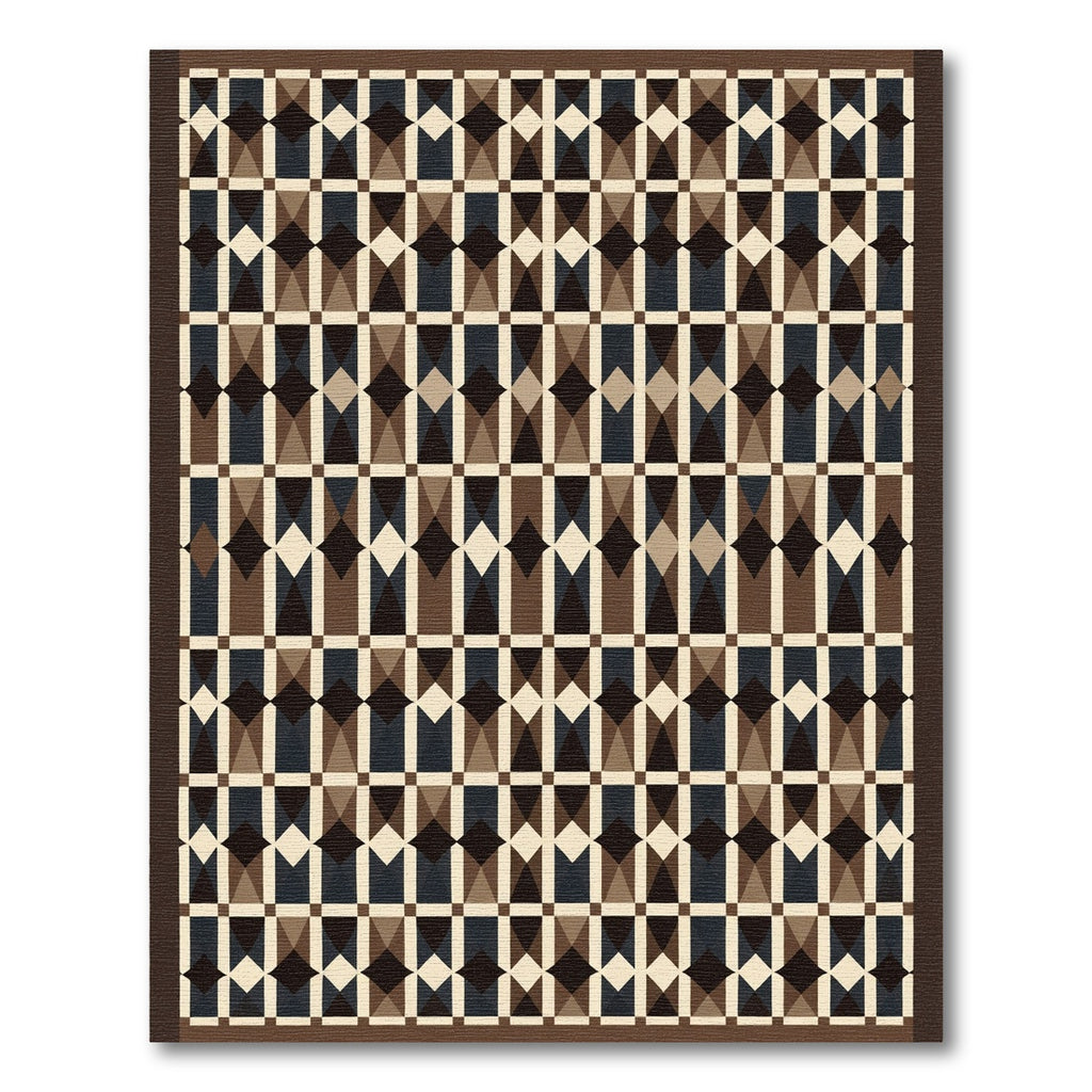 Geometric Diamond Brown Multi-Color Rug