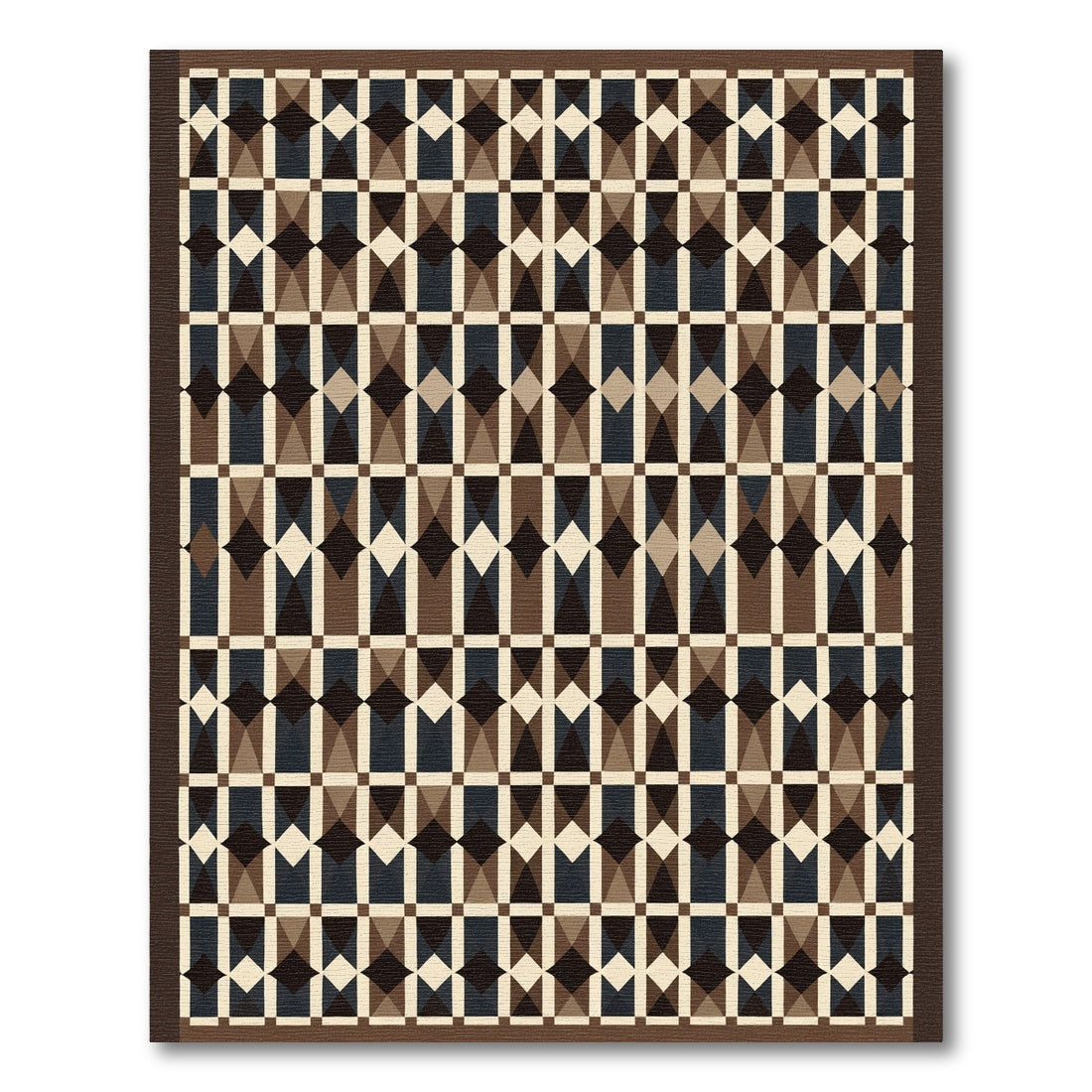 Geometric Diamond Brown Multi-Color Rug