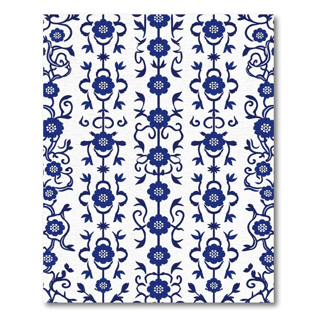 Classic Blue White Floral Scroll Rug