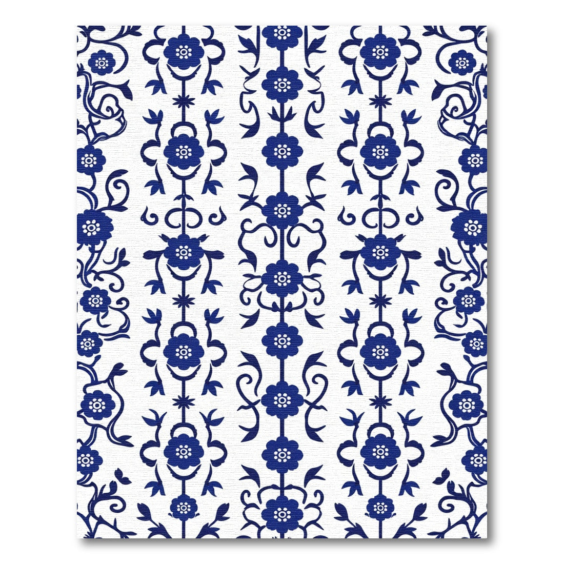 Classic Blue White Floral Scroll Rug