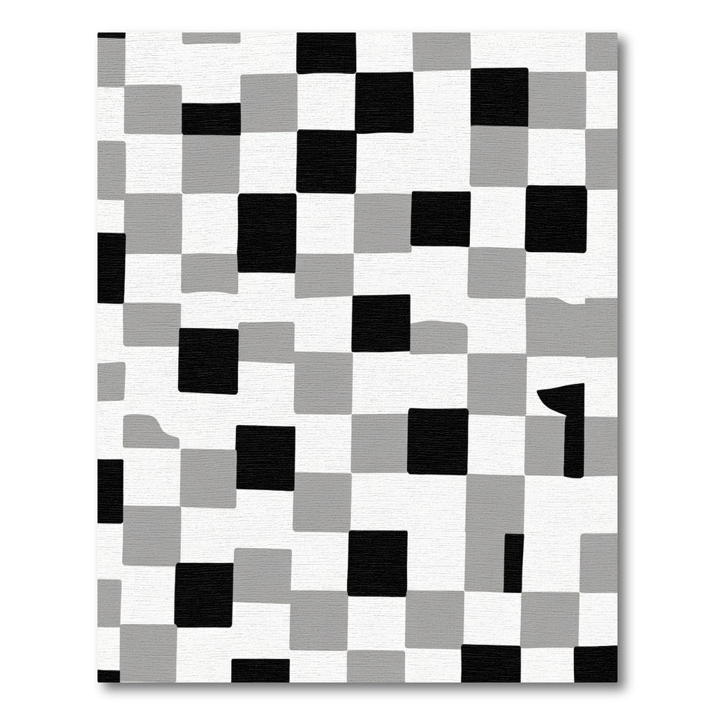Monochromatic Checkerboard Square Composition Rug