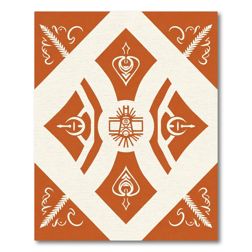 Rustic Orange Cream Abstract Geometric Rug