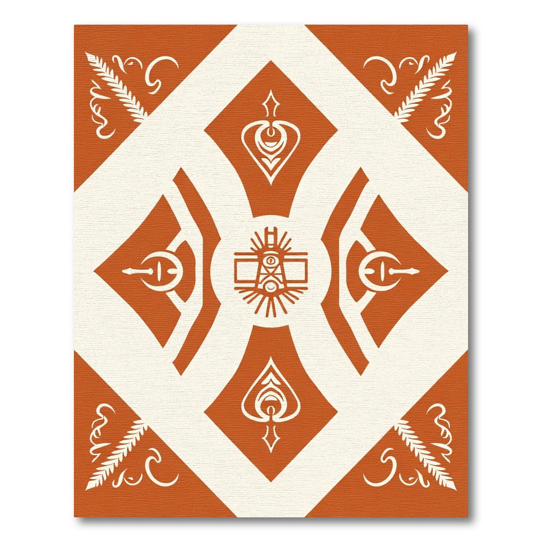 Rustic Orange Cream Abstract Geometric Rug
