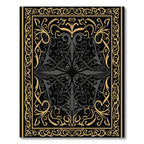 Elegant Black Gold Floral Symmetry Rug