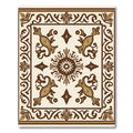 Brown Cream Medallion Arabesque Scrollwork Rug