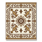 Brown Cream Medallion Arabesque Scrollwork Rug