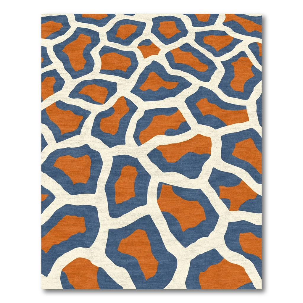Sunset Orange Blue Giraffe Spots Rug