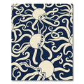 Cream Octopus Swirl Deep Blue Rug
