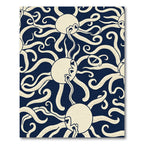 Cream Octopus Swirl Deep Blue Rug