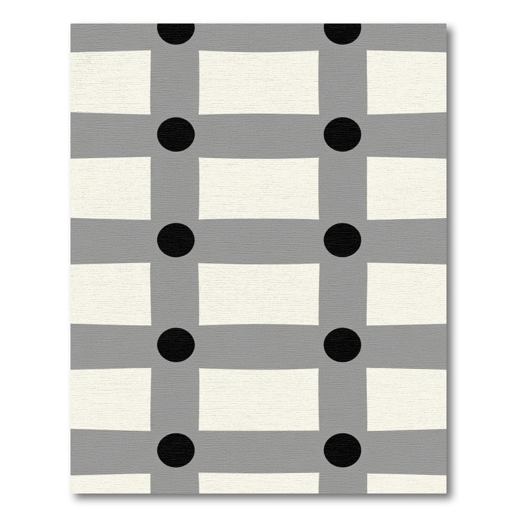 Gray Black Ivory Grid Rectangles Circles Rug