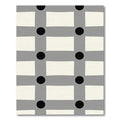 Gray Black Ivory Grid Rectangles Circles Rug