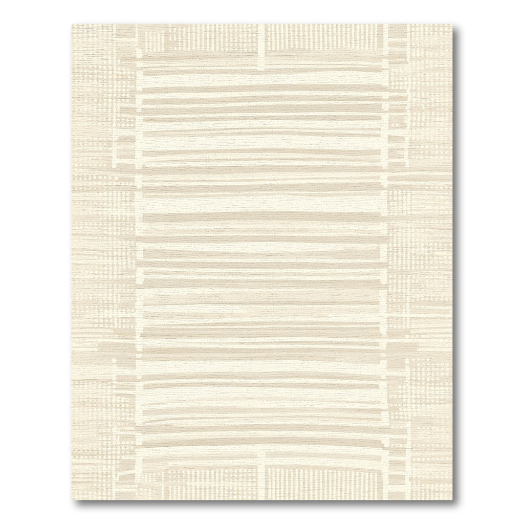 Textured Beige Geometric Stripe Rug