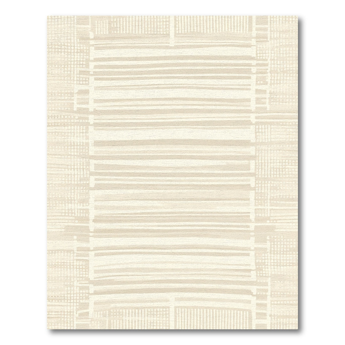 Textured Beige Geometric Stripe Rug