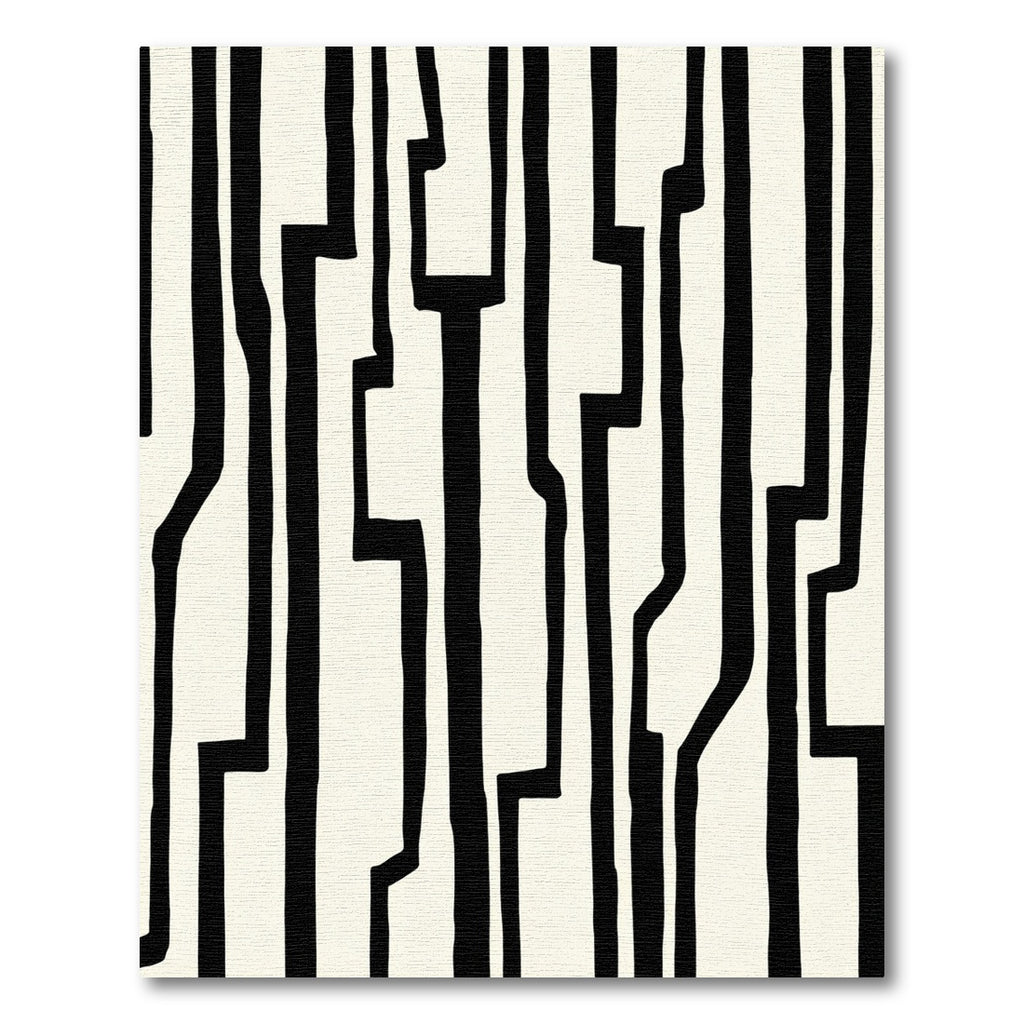 Black White Abstract Geometric Lines Rug
